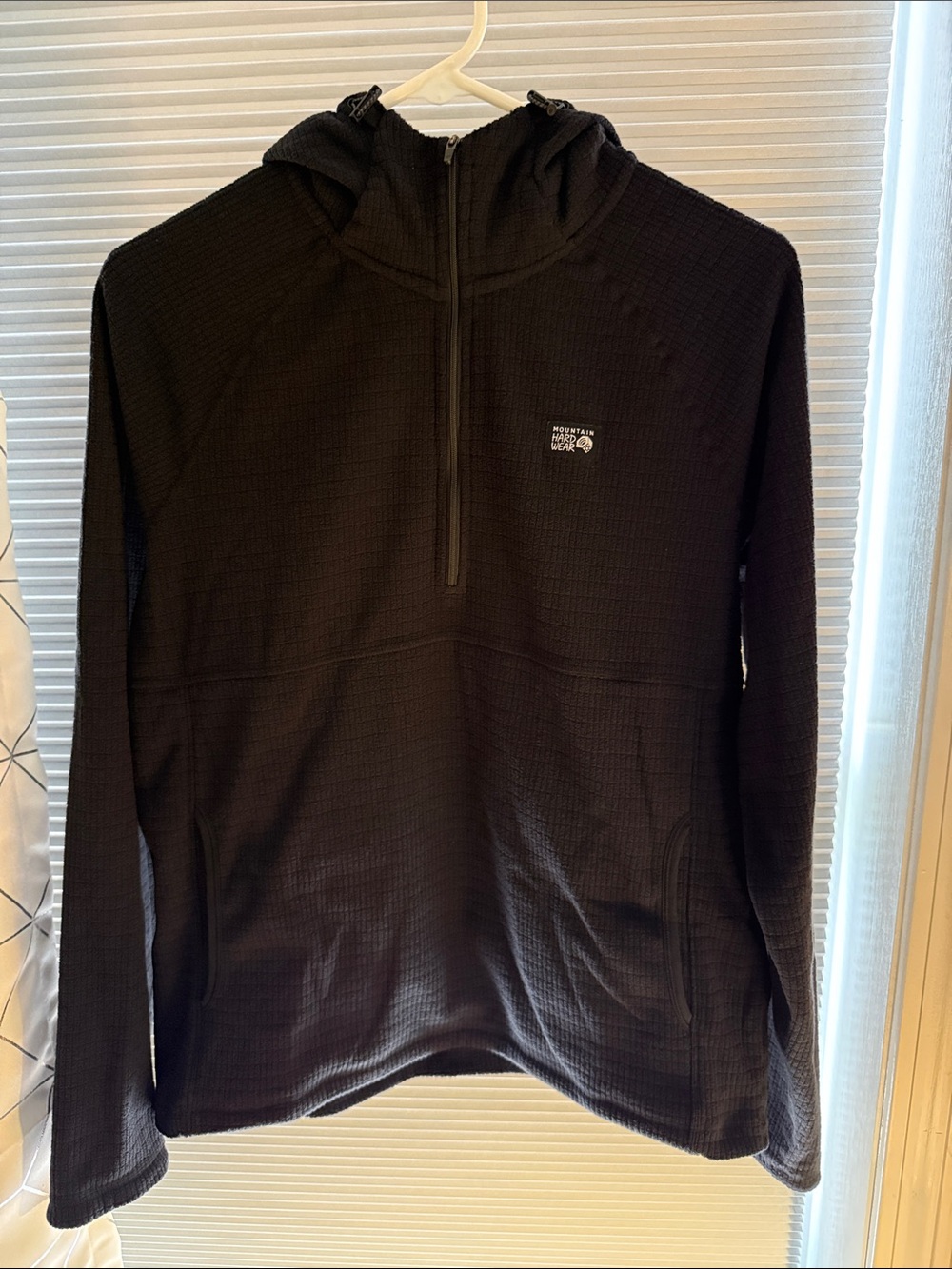 Mountain Hardwear Black Waffle Half-Zip Pullover Hoodie